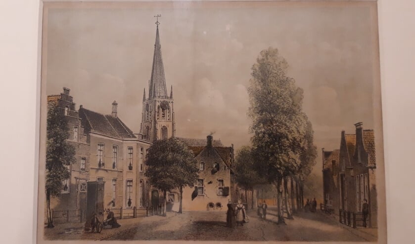 <p>Een litho van de Voorstraat. </p>