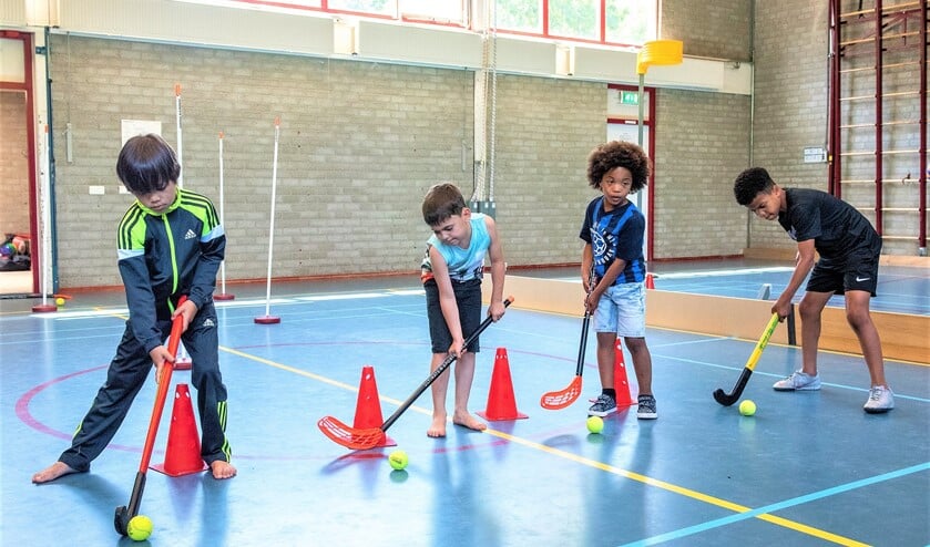 <p>Hockey in de zaal voor de jeugd tijdens vakantieactiviteiten van SenW (foto: pr).</p>