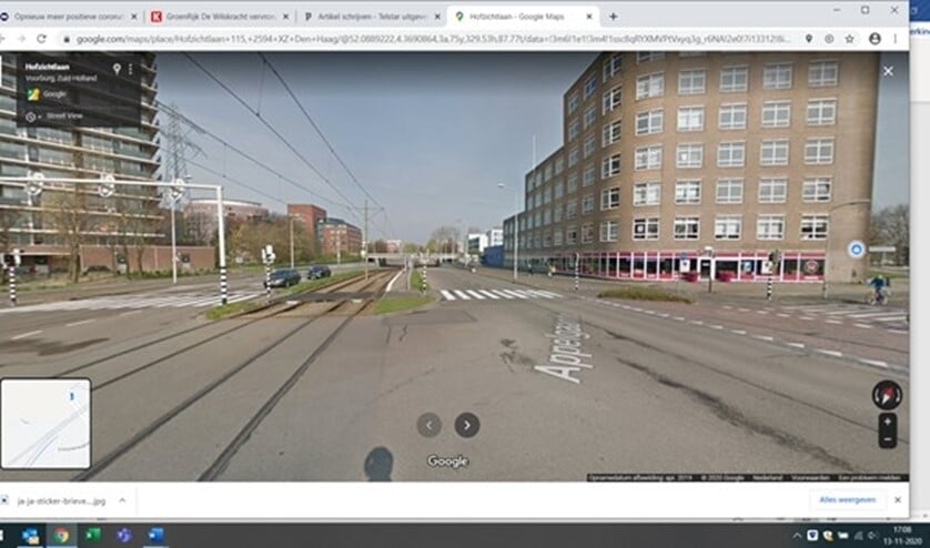 <p>De Hofzichtlaan naar Den Haag is vanaf de Appelgaarde in Voorburg afgesloten (foto: Google Streetview).</p>