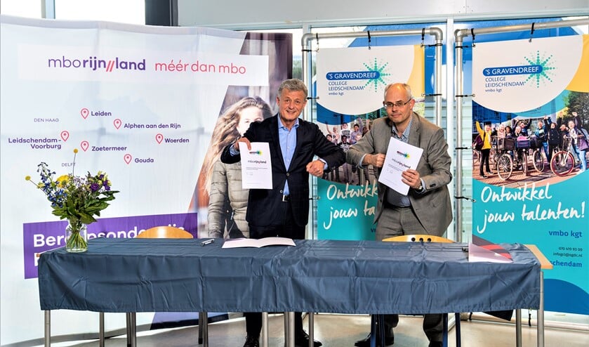 <p>Ondertekening samenwerkingsovereenkomst MBO Rijnland en s-Gravendreef College (foto: Hielco Kuipers).</p>