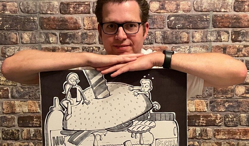 <p>Joost vis met het werk 'Tasty' dat hij vorig jaar oktober maakte in het kader van de uitdaging 'inktober'. </p>