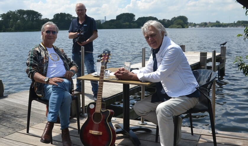 Martin Reitsma, John Meijer en Robert Jan Stips tijdens filmopnames op Kralingen