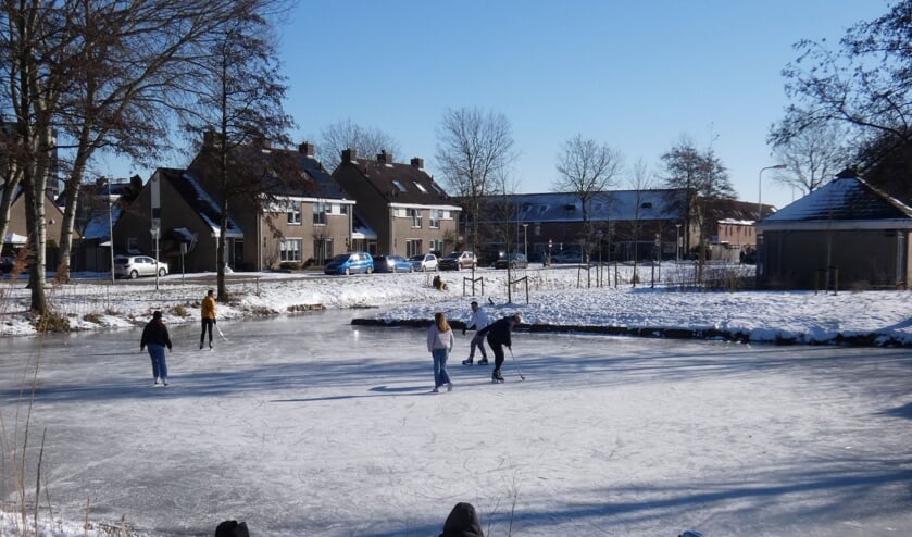 <p>Bij de vijver aan het Nicolaaserf was het goed toeven op de schaatsen en in de zon. (foto: Annette van den Berg)</p>
