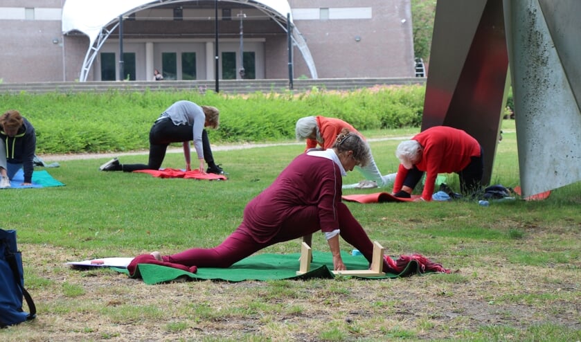Yoga in het Weijerpark met docente Josje Houben.