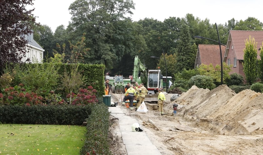 Gaslek door rioleringswerkzaamheden in Overloon.