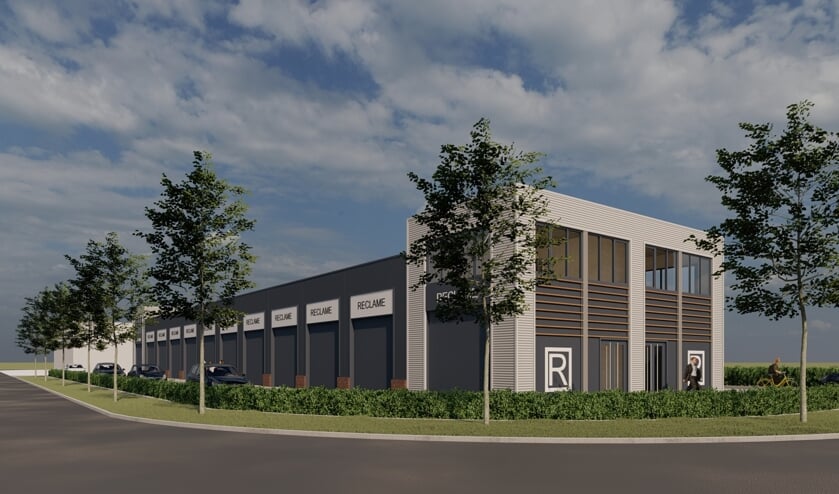 Artist impression van bedrijfsverzamelgebouw Boxmeer Business Box op Sterckwijk in Beugen.