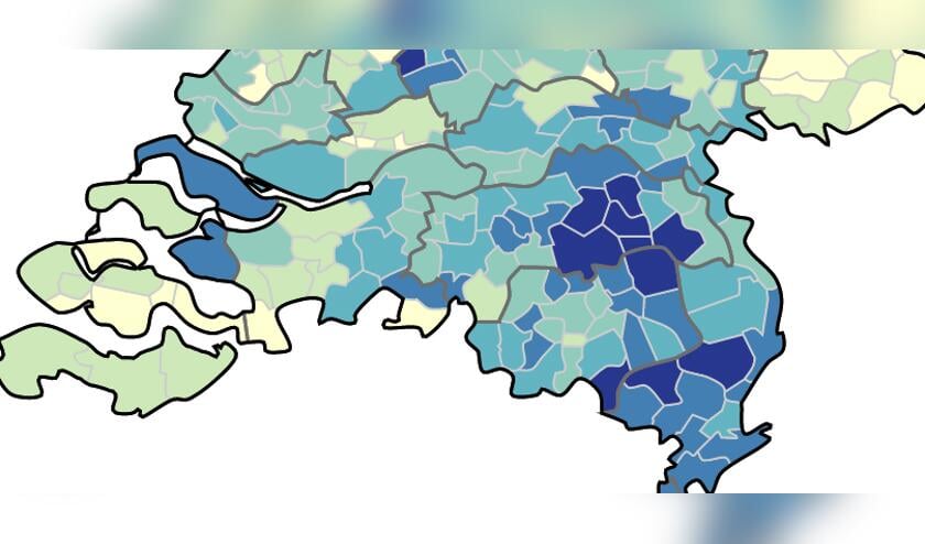 Deze kaart toont het aantal opgenomen patiënten in het ziekenhuis per 100.000 inwoners, zoals doorgegeven door GGD. Door correcties achteraf (in het systeem) kunnen wijzigingen optreden.