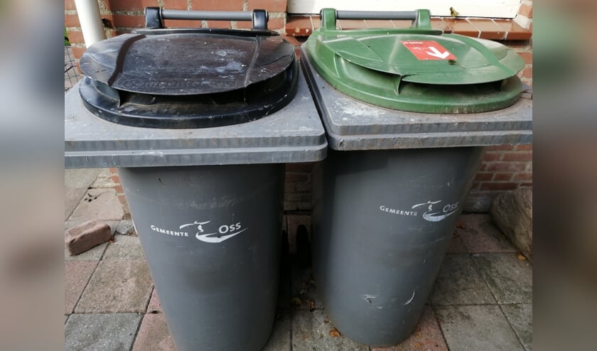 <p>De grijze en groene container.</p>