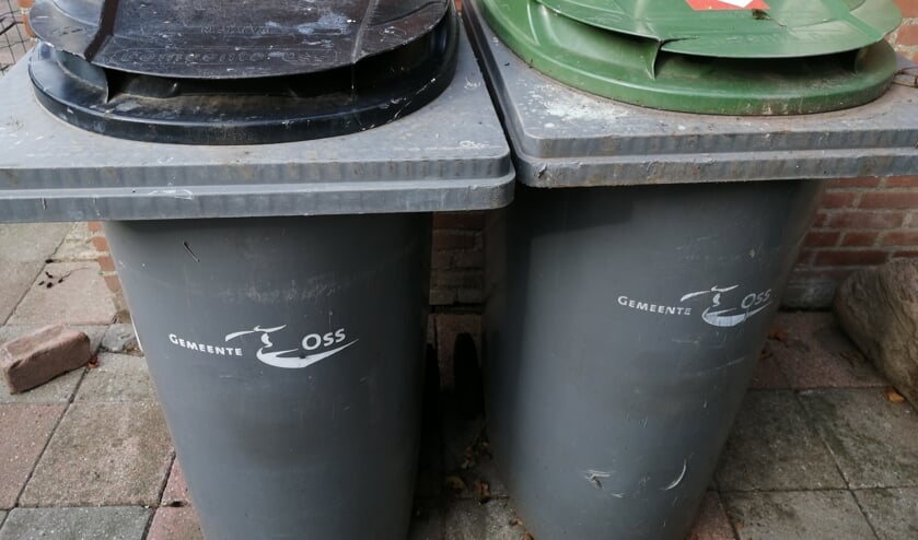 <p>De grijze en groene container.</p>
