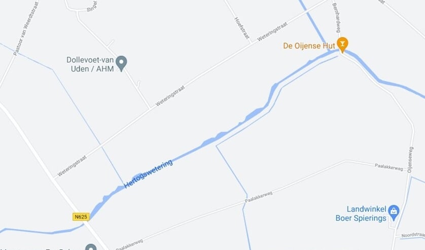 <p>Kaart noordzijde van de Hertogswetering tussen de Kennedybaan en de Bernhardweg.</p>