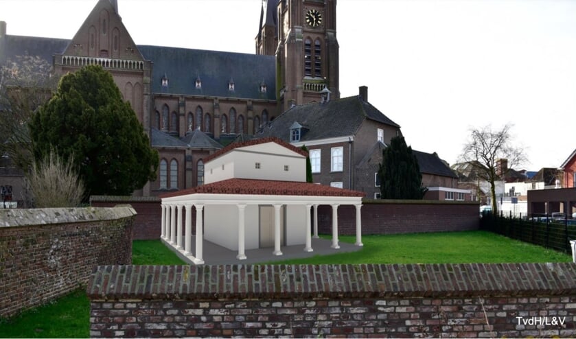Zo moet de Romeinse tempel in Cuijk eruit komen te zien.