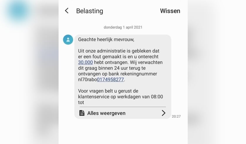 <p>Een valse sms. </p>
