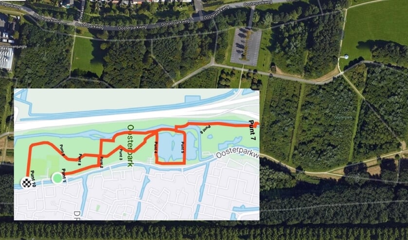 <p>De route van de gratis sporttocht met stops voor opdrachten.</p>