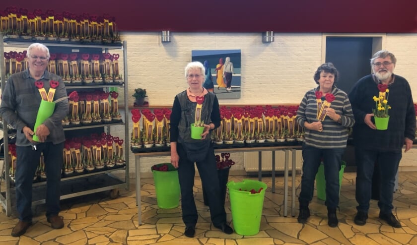 <p>Vrijwilligers zorgden ervoor dat de plantjes klaar stonden om ze in Albrandswaard te bezorgen.</p>