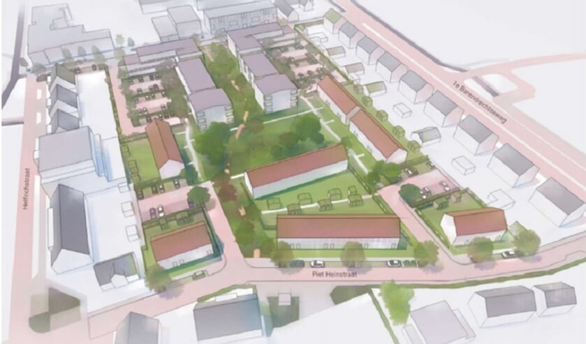 <p>Schets van de toekomstige Zeeheldenbuurt. (bron: Patrimonium Barendrecht)</p>
