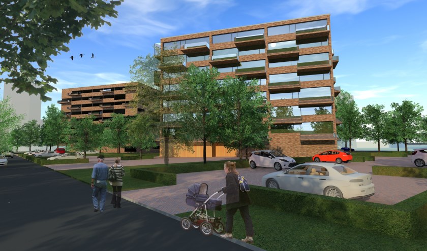 Een artist impression van de toekomstige appartementengebouwen op de hoek van de Vronkenlaan en de Engelendaal. | Afbeelding: Architectenbureau Onix NL