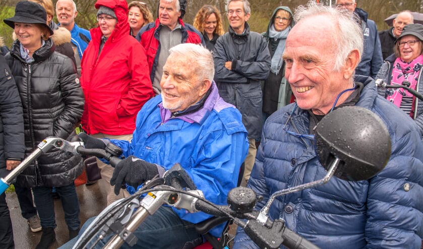 Jan Pool (links) en Joop Zoetemelk samen op de duofiets.