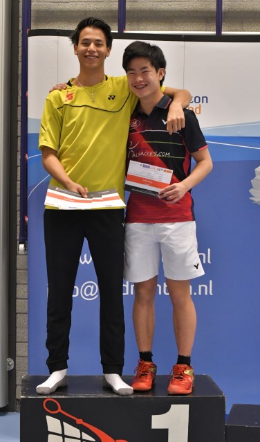 Spotvogels Calvin van Stenus (L) en Tommy Liu (R) RJK 2019 U17