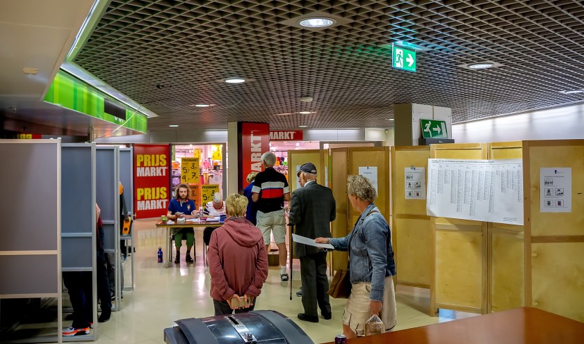 Het stembureau in Winkelhof op donderdag 23 mei.