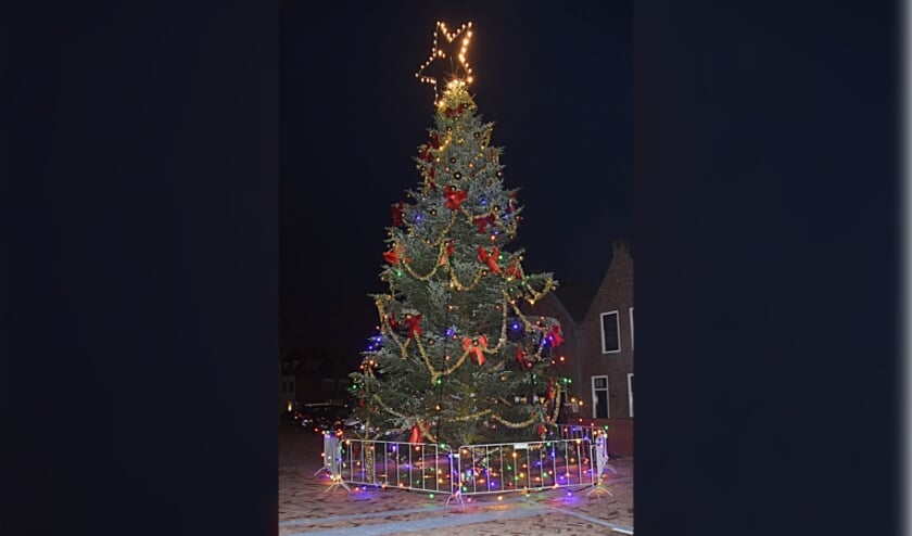 <p>De reusachtige kerstboom op de Turfmarkt staat er weer. | Foto en tekst: Piet van Kampen</p>
