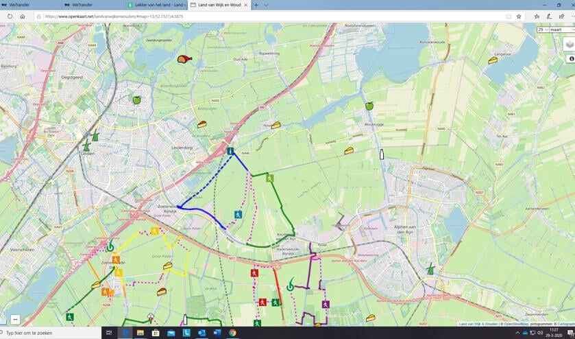 Een deel van de digitale kaart met boerderijwinkels en andere landelijke tips.