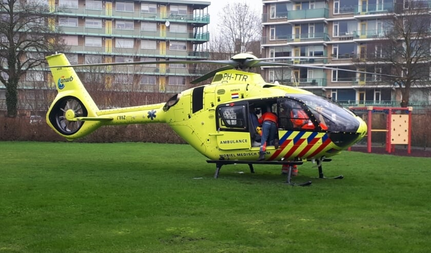 De traumaheli die zondagochtend 3 januari in Lisse landde.