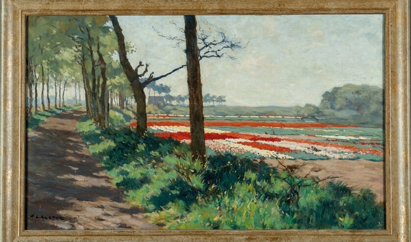 Anton Koster - Zandweg met bollenvelden