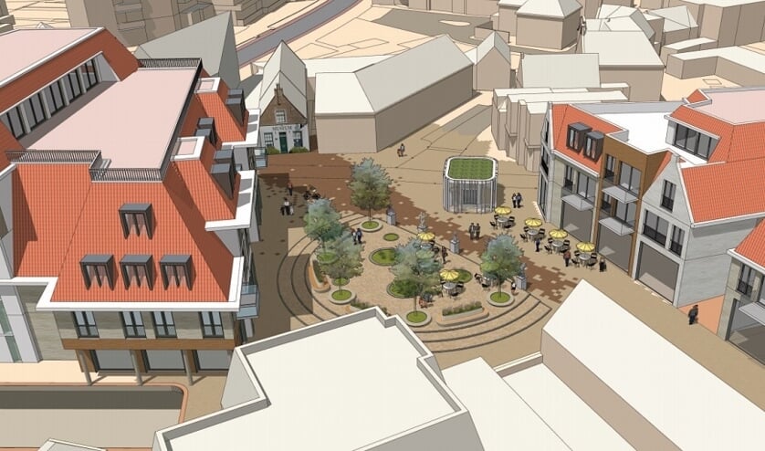 Een artist impressie van het Jan Kroonsplein. | Bron: Gemeente Noordwijk